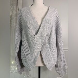 Cozy Gray V-Neck Reversible Knit Sweater
